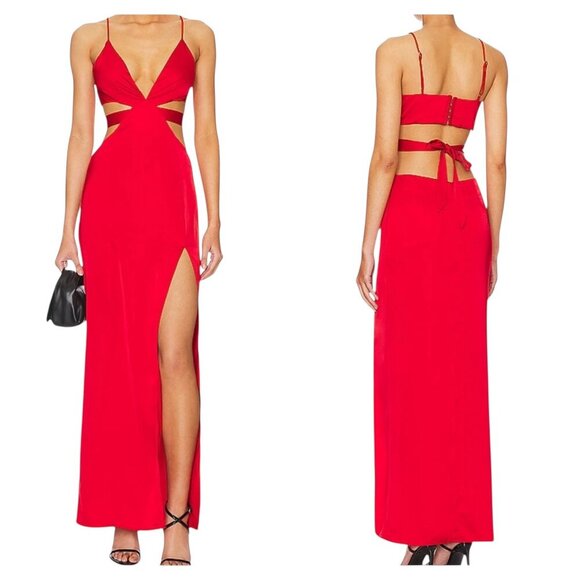 Superdown Stacie Red Cutout Maxi Dress - Size Medium - NWT - Picture 1 of 8